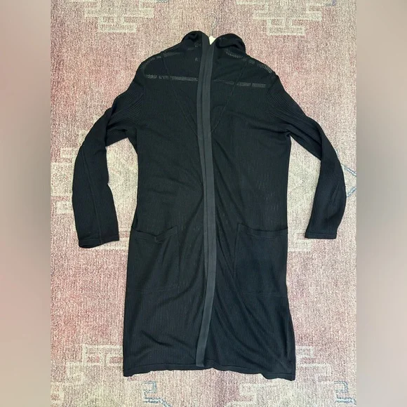 XCVI wearables long fishnet hoodie cardigan jacket like new size large - Picture 5 of 10